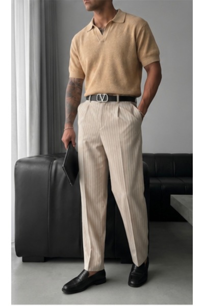 Zen And Men Men's Striped Fabric Trousers
