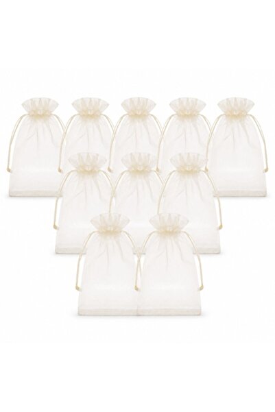 SHOPIENS Set de 10 pungi din organza bej închis pentru cadouri, mărturii, amb...