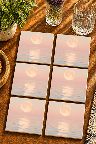 JHAAR Abstract - Bohemian - Nature - Sea View Modern Set of 6 Coasters - Uv P...