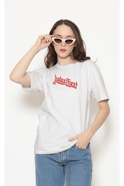 buzagi tasarım ürünleri Judas Priest Unisex White Regular T-Shirt