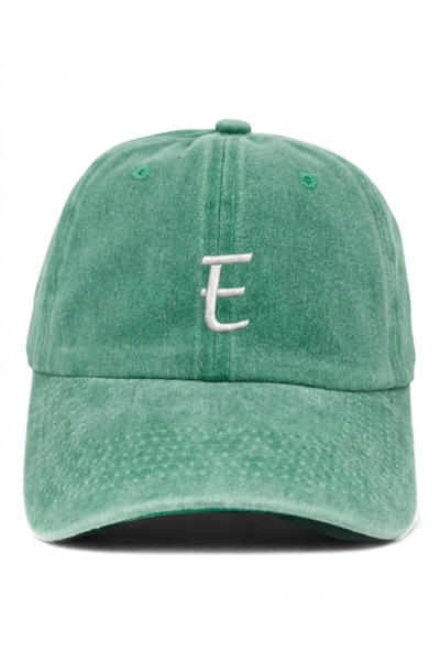 ŞapkaMania Letter E Light Green Embroidered Washable Vintage Unisex Hat