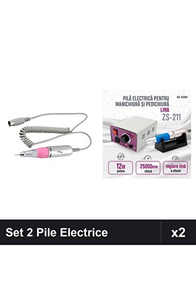 NAİLS Set 2 Pile Electrice Manichiură Pedichiură 12W 25000-30000RPM ZS-211 + ...