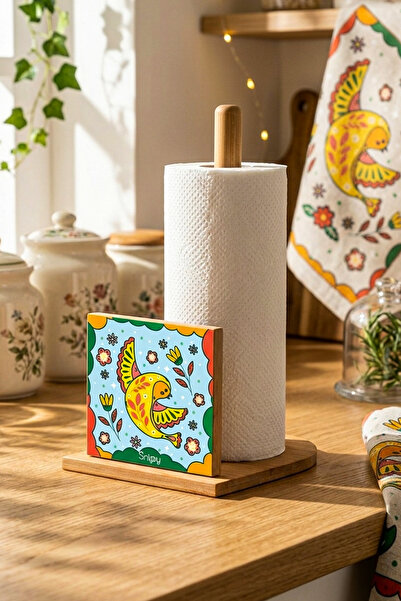 Snippy Label - Etiketli Bambu Rulo Dik Peçetelik Dekoratif Tasarımlı Dik Havl...