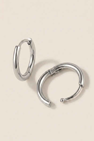 Hetra Silver Color Steel 8 mm 2-Piece Minimal Hoop Earring Set