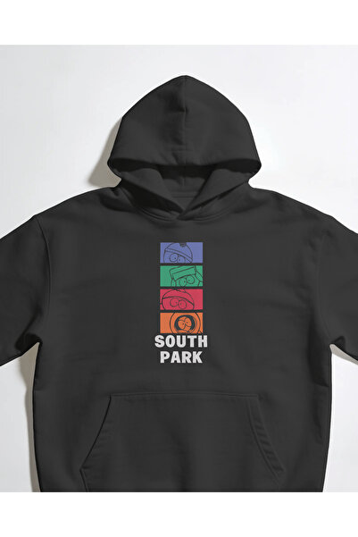 buzagi tasarım ürünleri South Park Unisex Black Hooded Sweatshirt