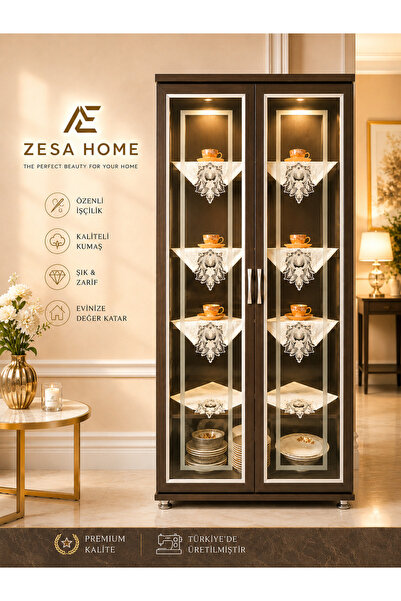 ZESA HOME 4 Piece Gardenia French Guipure Detailed Living Room Display Cabine...