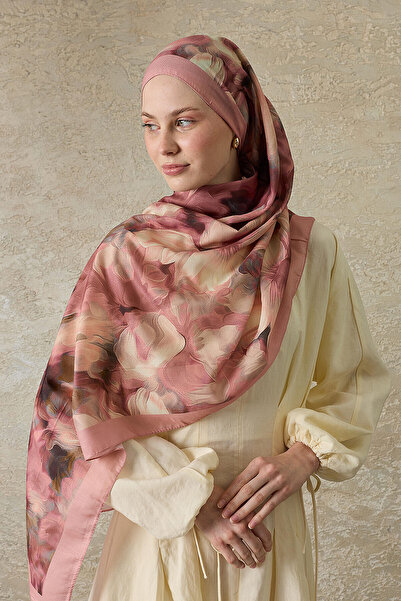 SilkTouch Powder Romance Garden Patterned Organic Shawl