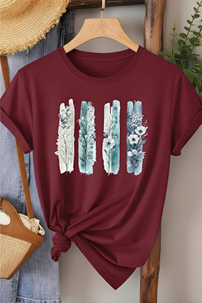 l'eivor Four-Pack Minimal Floral Design Printed Women's Cotton T-Shirts