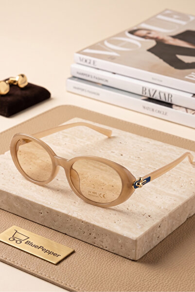 BluePepper Toffy V2 Oval Bone Frame Sunglasses with Accessory Handle Stylish ...