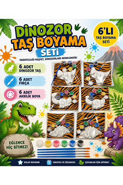 Hobicini 6 Adet 3D Taş Figür Boyama Etkinlik Seti Karne, Tatil, Doğum Günü He...