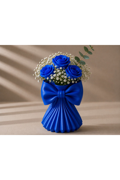 farist Decorative Vase with Bow Design |   Modern Flower Vase |   15X12X18 cm