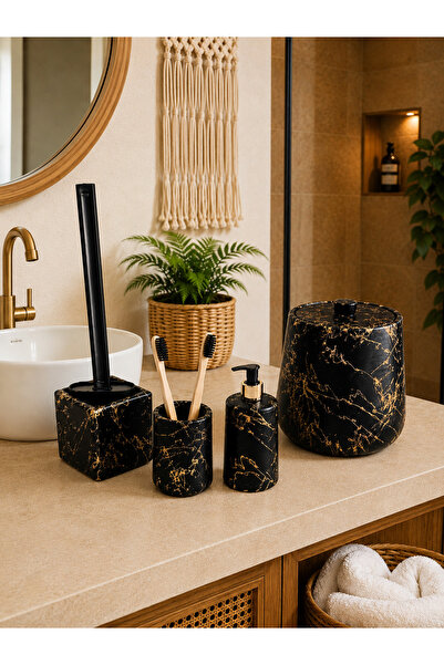 Zigzag Home Decorative 4-Piece Bohemian Style Bathroom Set: Trash Can, Toilet...
