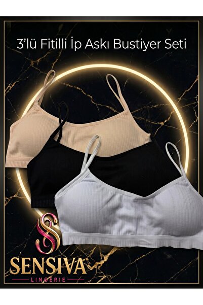 sensiva lingerie 3-Pack Ribbed Strap Bra Set - with Removable Pads - Flexible...