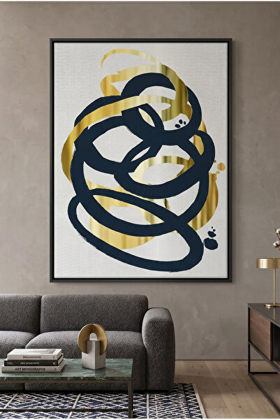 Jasmine Art Dynamic Navy Blue and Gold Islamic Wall Art | Framed Canvas Print...