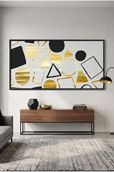 Jasmine Art Modern Geometry Gold Foil Geometric Wall Art | Framed Canvas Prin...