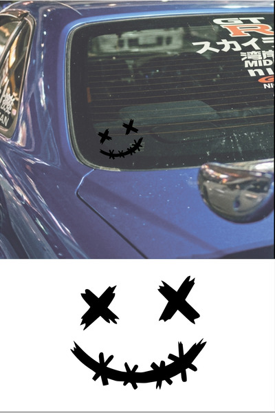 Yalıgraf Reklam Tabela Spiky Smiling Face Car Window Sticker Motor Sticker Ad...