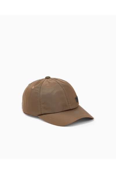 Emporio Armani Men's Eagle Plate Adjustable Metal Buckle Brown Sports Hat