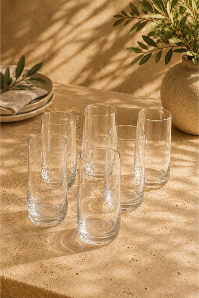 Tutku Home 6'lı Kristal Cam Meşrubat Bardak Seti 550 ML