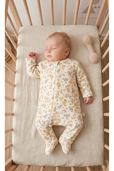 Mini Ropa Yellow floral print zip-up baby girl romper