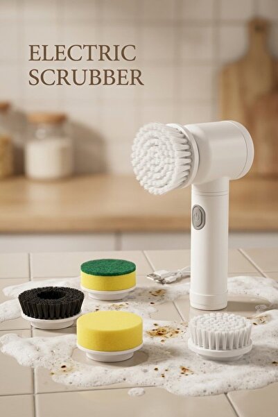 Generic Rechargeable Wireless Electric Spin Scrubber 5 Replaceable Brush Head...