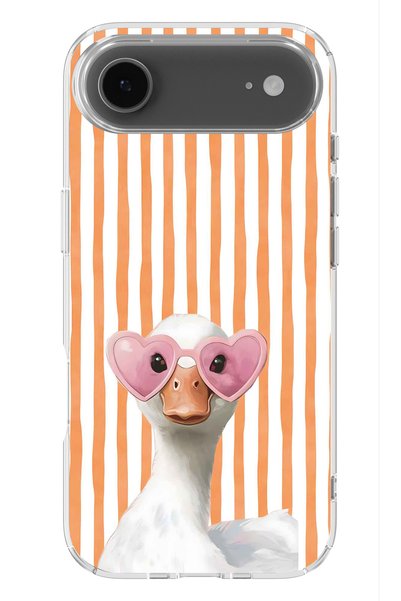 FLAMENKO iPhone 17 Air Compatible Transparent Phone Case with Heart Glasses a...