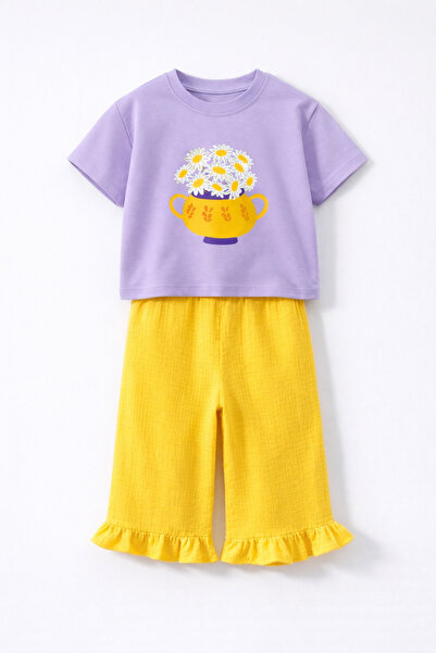 My Baby's World Girls' Ruffled Muslin Pants Suit
