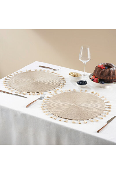 Karaca Home Lionel Tasseled Placemat Set of 2 Natural