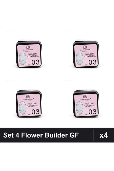 global fashion Set 4 Flower Builder Gel 8ml Nr.03 Constructie Unghii UV
