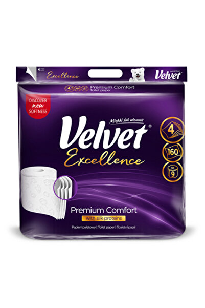 Velvet Hartie igienica Excellence Premium Comfort, 4 straturi, alb, set de 9 ...