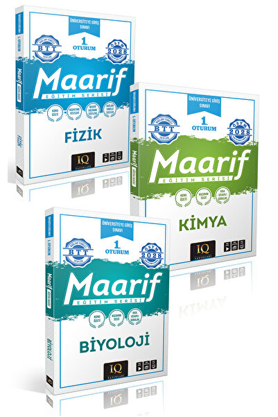 IQ YAYINLARI MAARİF 1. OTURUM FİZİK-KİMYA-BİYOLOJİ KONU ÖZETLİ SORU BANKASI SETİ