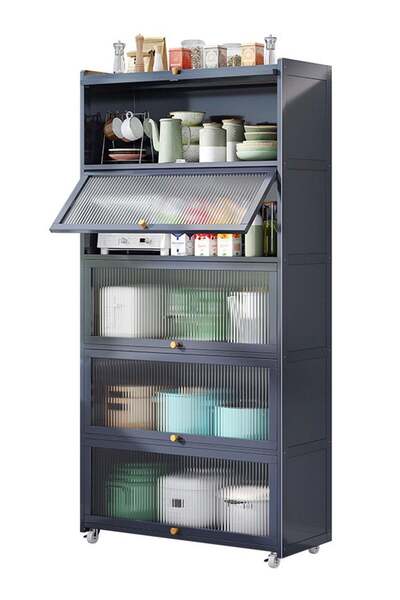 sharpdo Kitchen Cabinets, Multi-layer Storage Cabinets, Movable Cupboards wit...