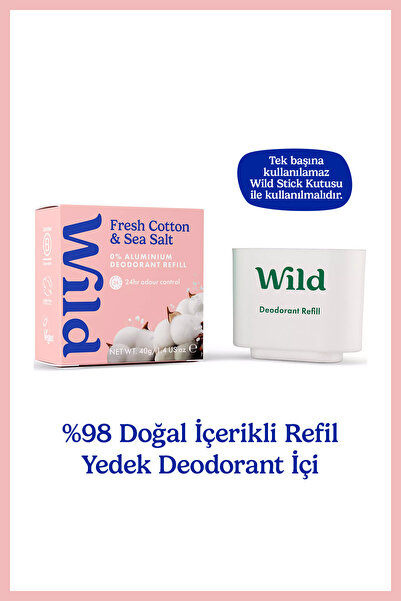 WILD Refill Yedek Stick Deodorant İçi %98 Doğal Formül - Fresh Cotton & Sea S...