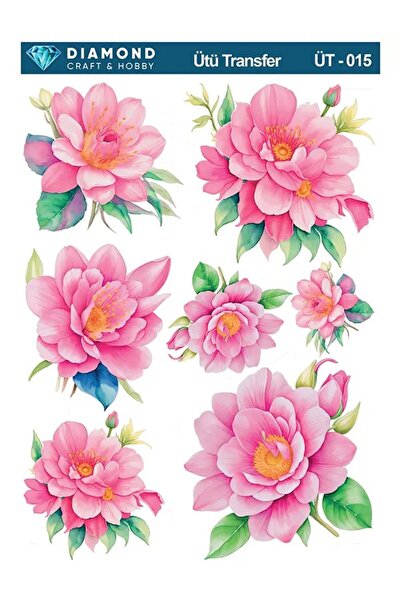 Buhobi ورق نقل حراري مزخرف بالزهور والماس مقاس 25x35 سم طراز UTE015