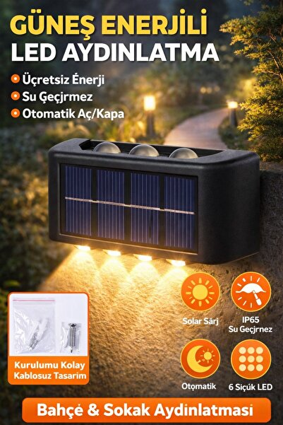 Lexi Bella 6 Adet Güneş Enerjili 6 LEDLİ Duvar & Bahçe Aydınlatması Su Geçirm...