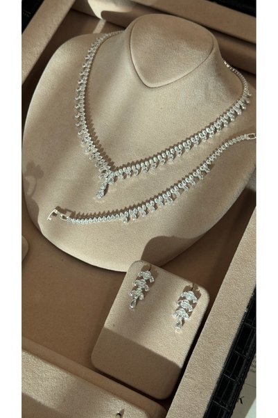 aviola jewelry Zircon Stone Bridal Jewelry Set (Necklace, Earrings, Bracelet and Ring)