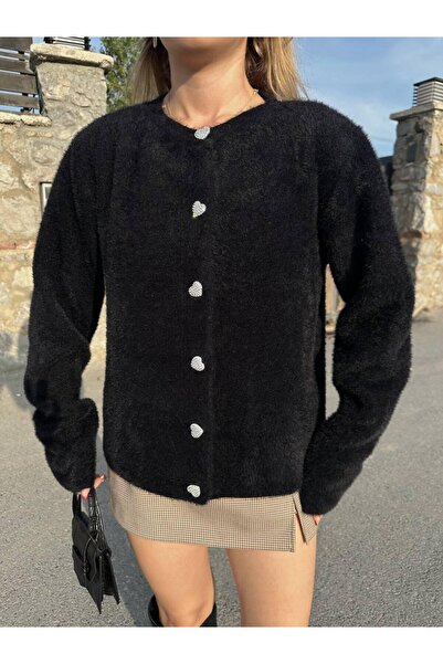 DAĞON'S Cardigan cu nasturi în formă de inimă și design de barbă