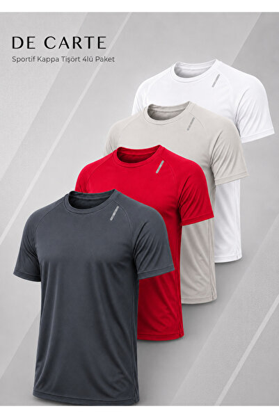 De Carte 4-Pack Sporty Athletic Breathable Reflective Detailed Sport Kappa T-...