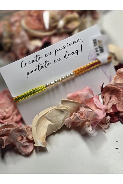 Handmade Brățară cu perle și biluta din aur 14K – Șnur reglabil