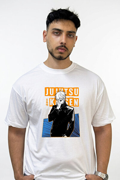 Anetos Gojo Satoru_42 Design Printed Oversize White T-Shirt