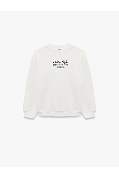 Koton Cotton Long Sleeve Crew Neck Printed Sweatshirt