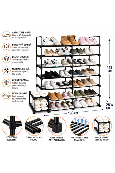 Ruhhy Organizator modular pentru incaltaminte pana la 10 nivele, 30 de perech...