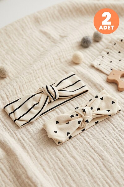 Just inner Baby Girl 2-Piece Cotton Bandana Beanie with Heart Stripes and Bow...
