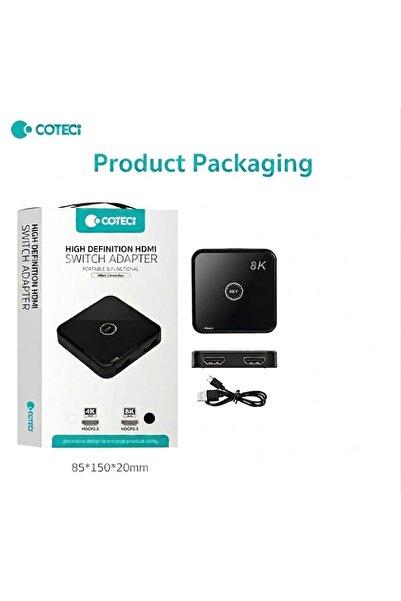 COTECi 8K 60Hz/4K 120Hz HDMI 2.1 Çift Yönlü Switch Splitter Dijital Göstergel...
