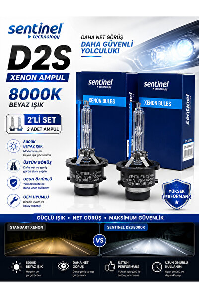 DuoLight D2S 8000K Xenon Far Ampulü 2'li Set Beyaz Işık OEM Uyumlu Yüksek