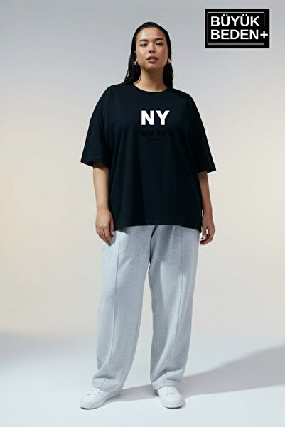 Superlife Women's Plus Size Ny New York Printed 3Xl-6Xl Crew Neck T-Shirt Spr...