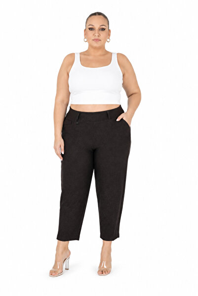 ZANESSİ FASHION Plus Size Elastic Waist Stone Detailed Pocketed Lycra Mom Wom...