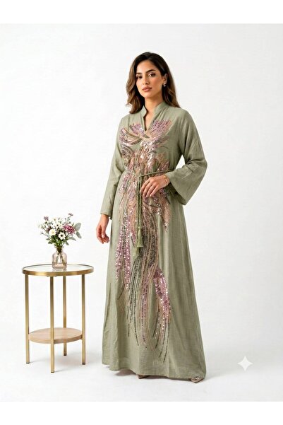 DAY BY DAY Embroidered Linen Jalabiya Designed for the Summer Season