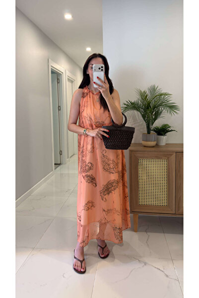 BİRCANÇİL Benad Orange Patterned Dress