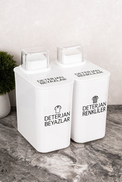 dnshome 2-Piece 2200 ml Self-Scaled Detergent Set Colored & White Labeled Det...