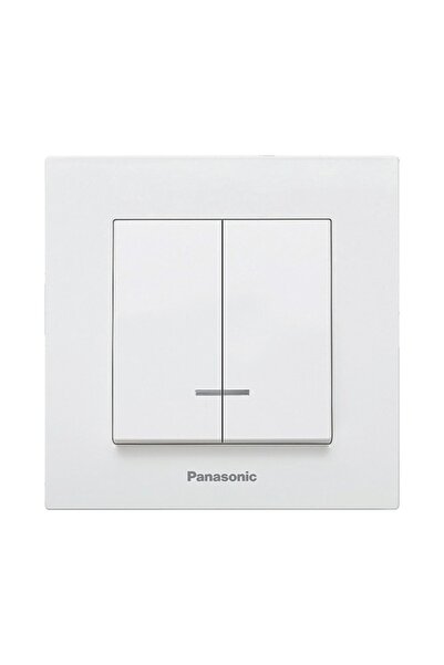 OEM Întrerupător dublu Panasonic Karre Plus, cu lumină, alb, incl. ramă